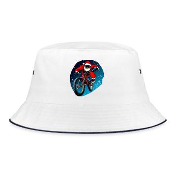 Downhill Biker Weihnachten - Bucket Hat - Weiß/Navy - Vorne
