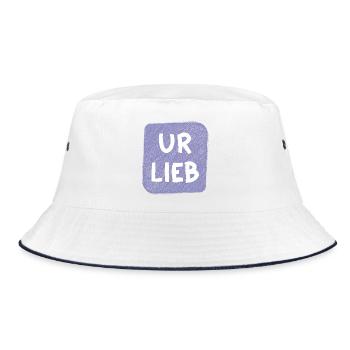 UR LIEB – Süßer Babyspruch zur Geburt Österreich - Bucket Hat - Weiß/Navy - Vorne