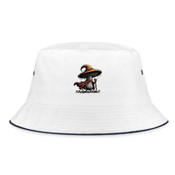Pilz Zauberer mit Umhang - Bucket Hat - Weiß/Navy - Vorne