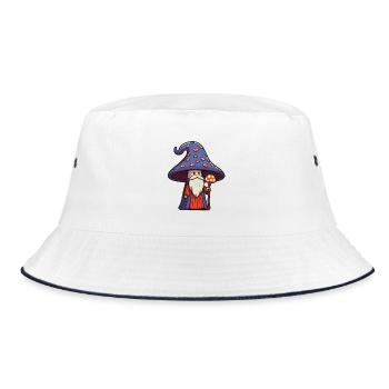 Süßer Pilz Zauberer mit Bart - Bucket Hat - Weiß/Navy - Vorne