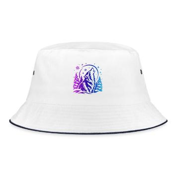 Wolf im Winterwald - Bucket Hat - Weiß/Navy - Vorne