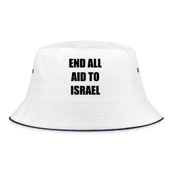END ALL AID TO ISRAEL - Bucket Hat - Weiß/Navy - Vorne