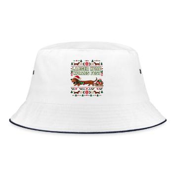 Weihnachtsdackel - Langer Hund kurzes Fest - Bucket Hat - Weiß/Navy - Vorne