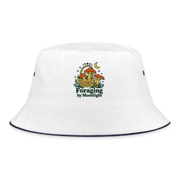 Nahrungssuche im Mondlicht – Goblincore-Pilze - Bucket Hat - Weiß/Navy - Vorne
