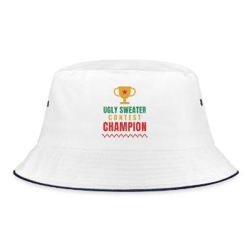 Ugly Sweater Contest Champion – Christmas - Bucket Hat - Weiß/Navy - Vorne