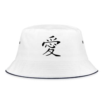 Love Kanji - Bucket Hat - white/navy - Front