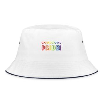 Pride Regenbogenherzen - Bucket Hat - Weiß/Navy - Vorne