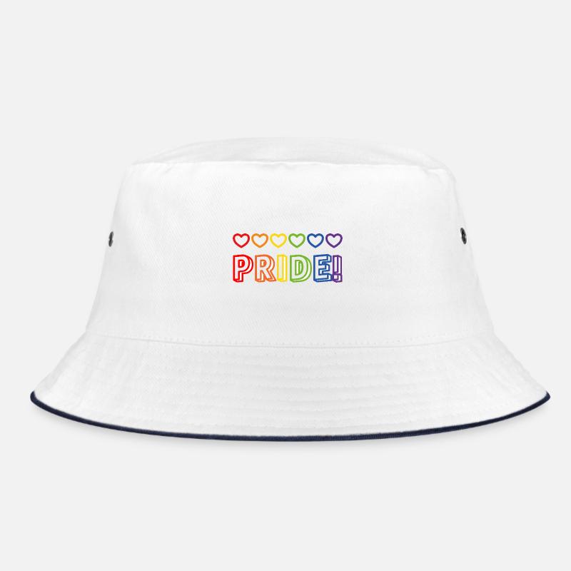 Pride Regenbogenherzen - Bucket Hat - Weiß/Navy