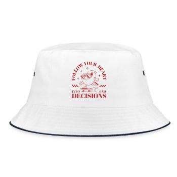 Folge deinem Herzen - Bucket Hat - Weiß/Navy - Vorne