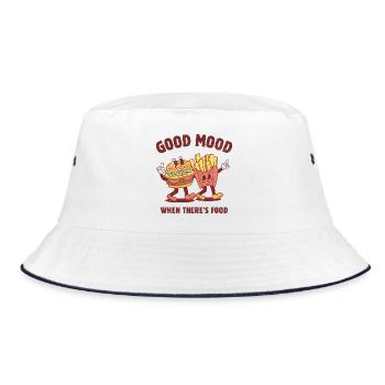 Gute Laune, wenn es Essen gibt - Bucket Hat - Weiß/Navy - Vorne