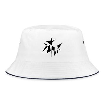 Abstract Asymmetrical Stars in Black - Bucket Hat - white/navy - Front