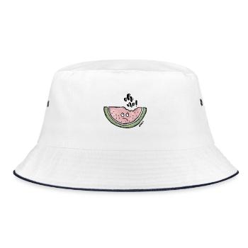 Wassermelone - Bucket Hat - Weiß/Navy - Vorne