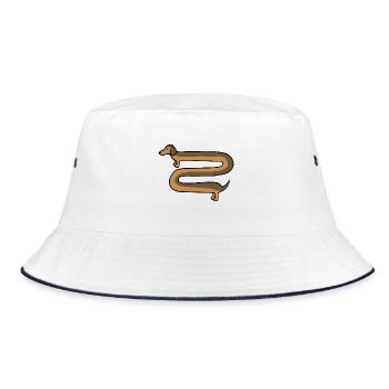 Long sausage dog / long wiener dog - Bucket Hat - white/navy - Front