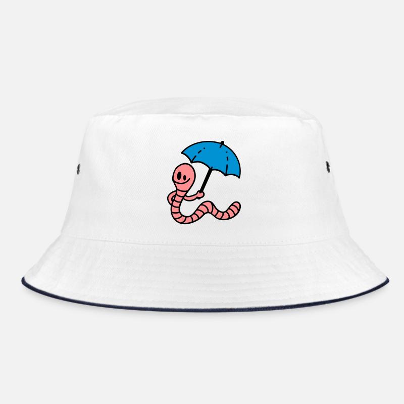 Regenwurm - Bucket Hat - Weiß/Navy