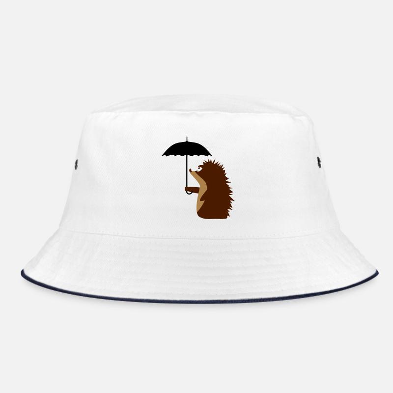 Igel mit Schirm - Bucket Hat - Weiß/Navy