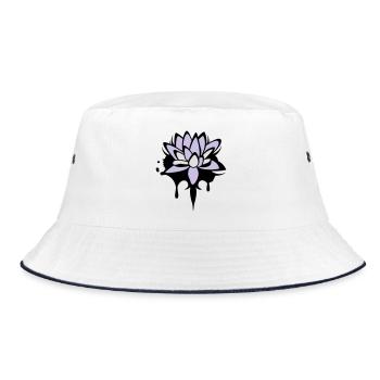abstraktes Lotos Blüten Seerosen Graffiti - Bucket Hat - Weiß/Navy - Vorne