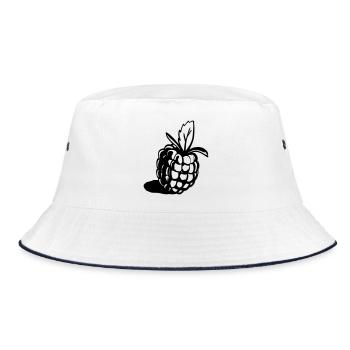 Himbeere Design klassisch - Bucket Hat - Weiß/Navy - Vorne