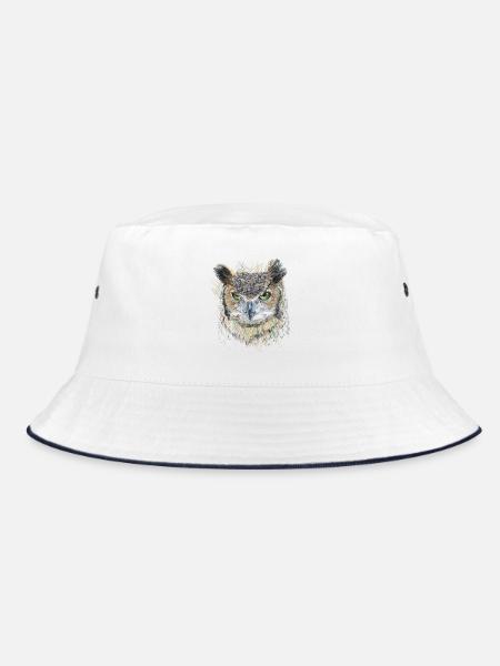 Owl - Bucket Hat - white/navy - Front