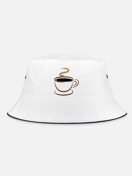 Kaffee - Bucket Hat - Weiß/Navy - Vorne