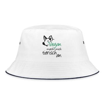 Vegan Veganer Tier Schwein Geschenk Tierschutz - Bucket Hat - Weiß/Navy - Vorne