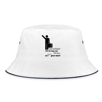Und tschüss! Geschenk Rente Urlaub Spruch Fun - Bucket Hat - Weiß/Navy - Vorne