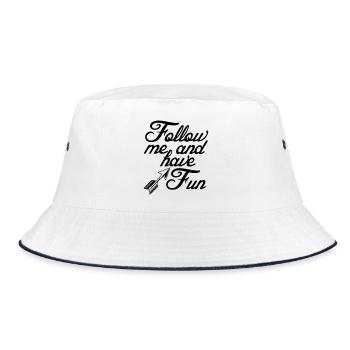 Follow me for fun Sprüche, Party, Geschenk - Bucket Hat - Weiß/Navy - Vorne