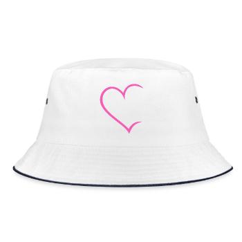 Herz offen - Bucket Hat - Weiß/Navy - Vorne