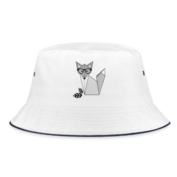 Origami Fox with Glasses - Bucket Hat - white/navy - Front
