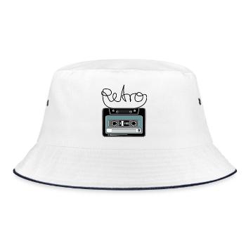 Kassette Retro Mixtape Bandsalat - Bucket Hat - Weiß/Navy - Vorne