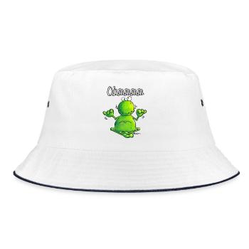 Ohmmm frog- meditation- t-shirt design - Bucket Hat - white/navy - Front