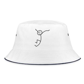 Strichmännchen - Bucket Hat - Weiß/Navy - Vorne
