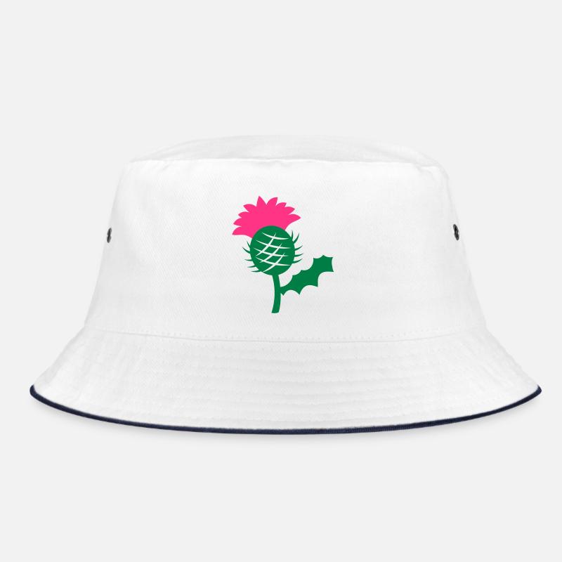 Einzel Kopf Blume der schottischen Distel - Bucket Hat - Weiß/Navy