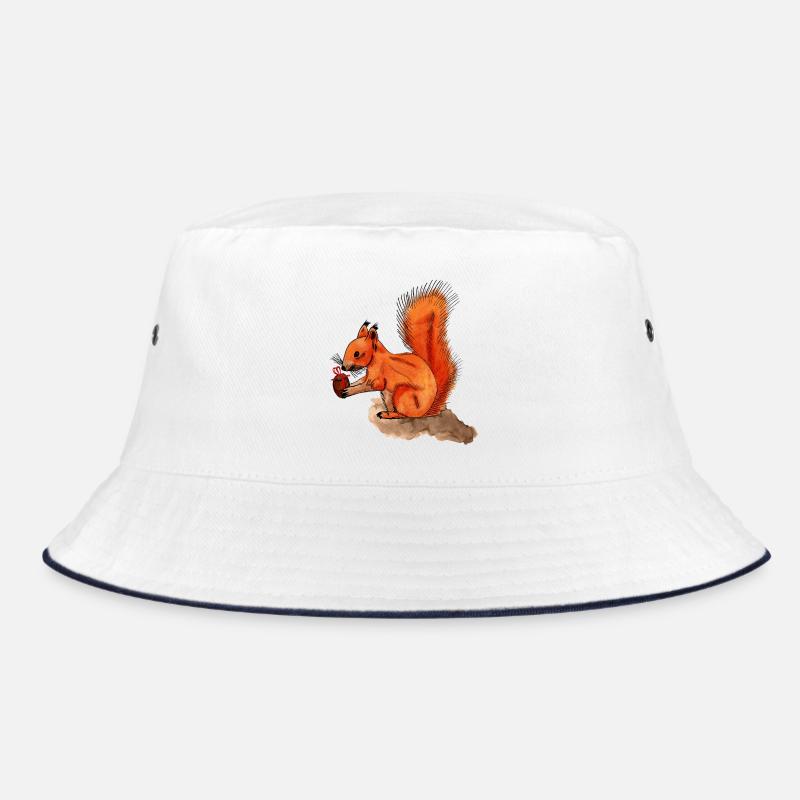 Eichhörnchen mit Geschenk - Bucket Hat - Weiß/Navy