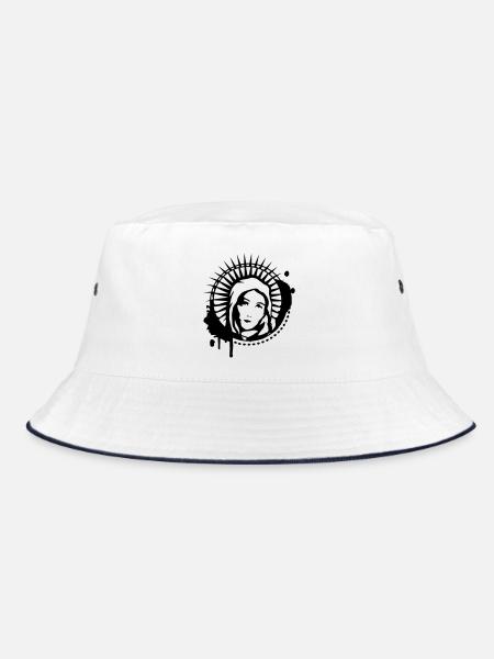 Maria Portrait Graffiti Schablone - Bucket Hat - Weiß/Navy - Vorne