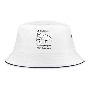 Prinzip Shadok - Bucket Hat - Weiß/Navy - Vorne