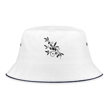 Kitchen, cooking, olive branch with olives - Bucket Hat - white/navy - Front