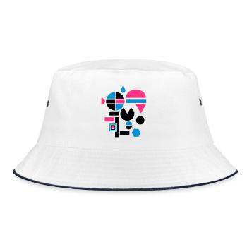 verschiedene Formen - Bucket Hat - Weiß/Navy - Vorne