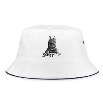 Pfiffiger Schipperke - Hund - Bucket Hat - Weiß/Navy - Vorne