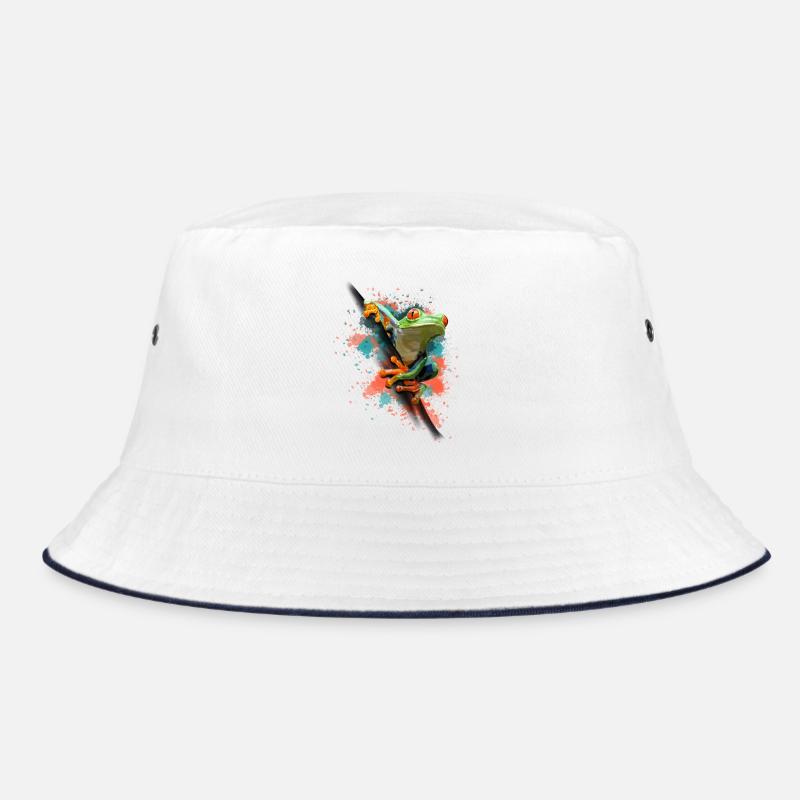 Frosch - Bucket Hat - Weiß/Navy