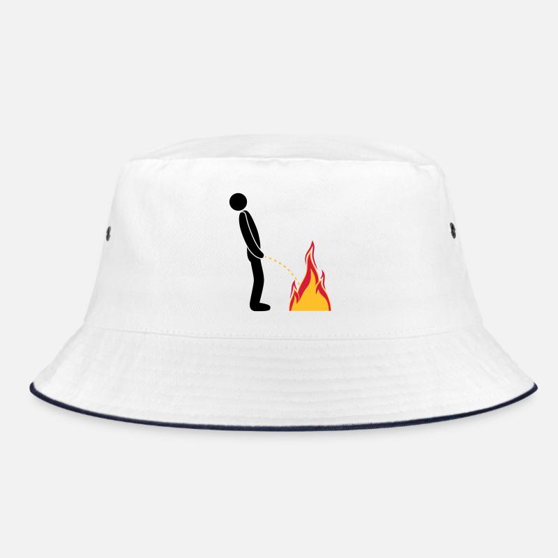 fire extinguish flames hot fire brigade logo in ste Bucket Hat