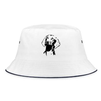 Magyar Vizsla head - Bucket Hat - white/navy - Front