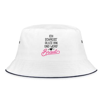 braut hochzeit spruch - Bucket Hat - Weiß/Navy - Vorne