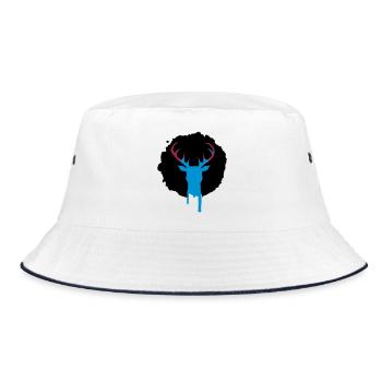 Hirsch Patch Graffiti - Bucket Hat - Weiß/Navy - Vorne
