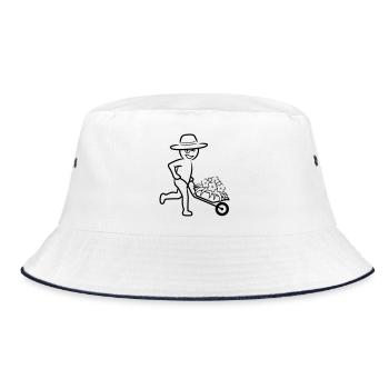 Gärtner / Gärtnerin - schwarz-weiß / einfärbbar - Bucket Hat - Weiß/Navy - Vorne