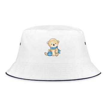 Ours avec ballon - Bob - blanc/marine - Devant