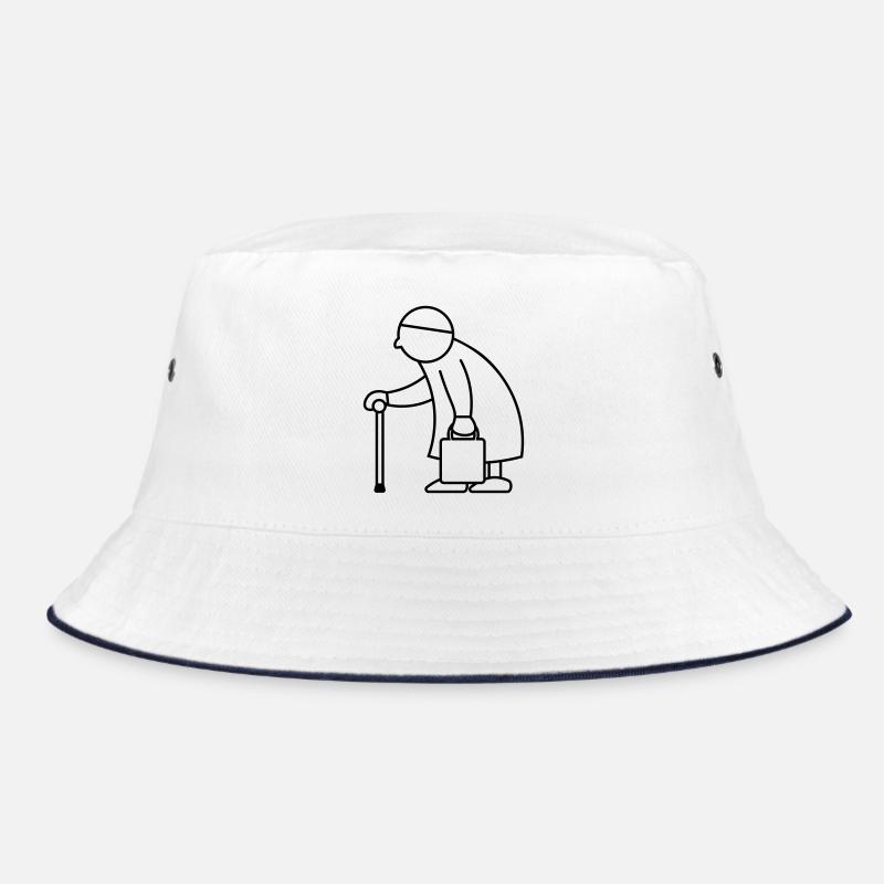 Alte Dame mit Einkaufstasche Bucket Hat