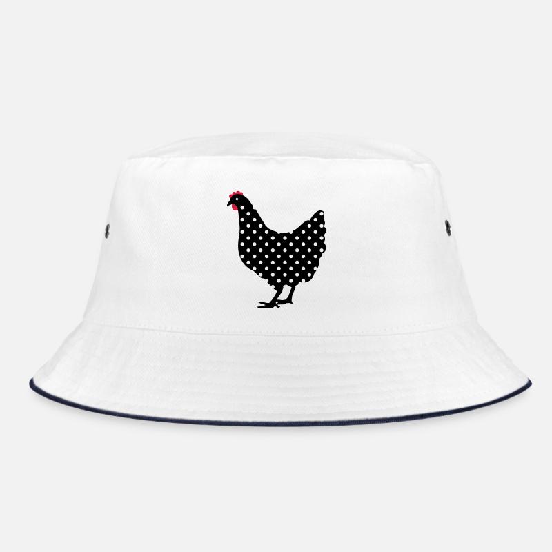 Huhn Henne gepunktet - Bucket Hat - Weiß/Navy