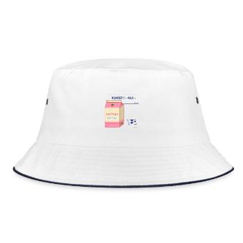 Japanese Strawberry Milk Brick Design - Bucket Hat - white/navy - Front