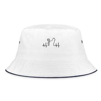 Herzschlag Katze in Schwarz-Weiß - Bucket Hat - Weiß/Navy - Vorne