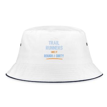 Trailrunner mögen es rau und schmutzig - Bucket Hat - Weiß/Navy - Vorne